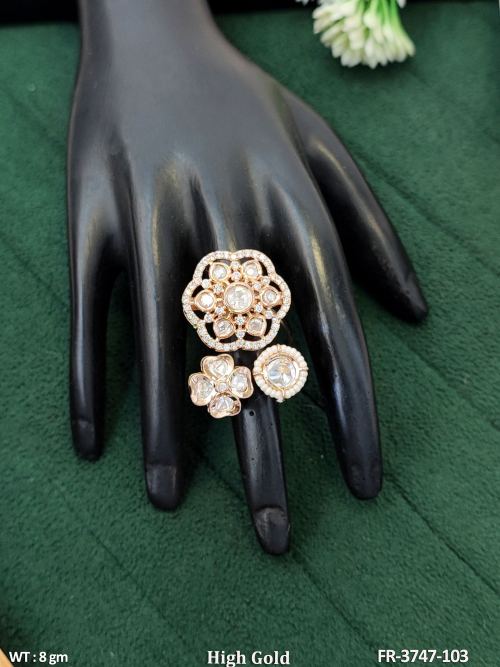 Kundan Stone-Studded Ring in White, photo 4 of 4