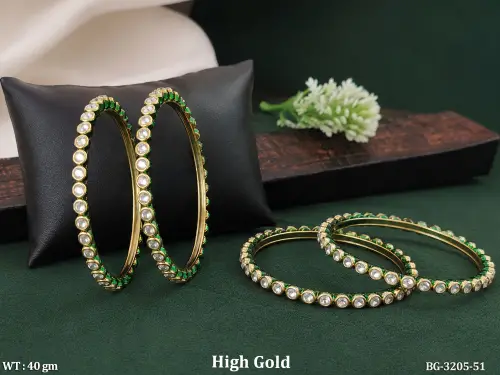 White Kundan Bangles with Stone Work Set of 4, photo 3 of 4