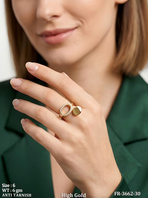 Designer Oval Crystal Open Finger Ring for Women
