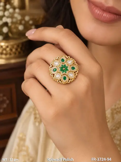 Antique Rajwadi Polish Designer Finger Ring