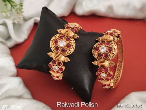 Classic Party Wear Rajwadi Finish Bangles for Women Set of 2