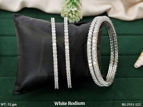 White Finish AD Bangles Set of 4