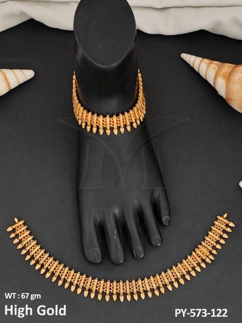 Antique Jewellery Fancy Design High Gold polish Antique Payal Set