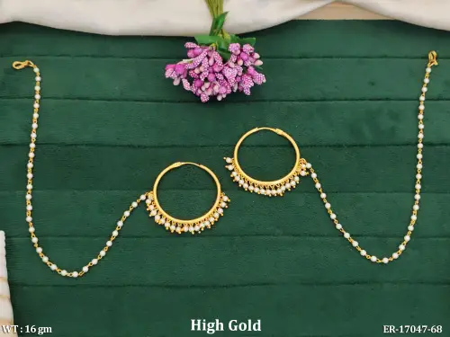 Party Wear Antique Hoop Earrings with Kaan Chain