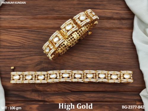 Classic Kundan Stone-Studded Bangles Set of 2