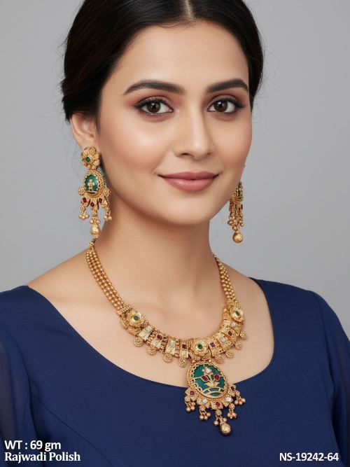 Rajwadi Finish Heritage Necklace Set for Women