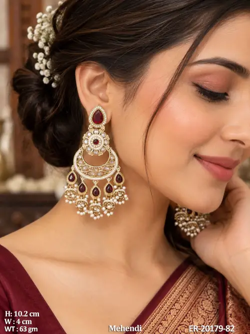Mehandi Blue Stone Designer Jhumka Earrings