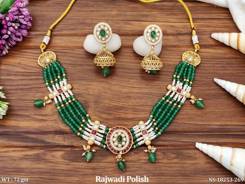 Rajwadi Finish Antique Stone-Studded Jewellery Set for Women