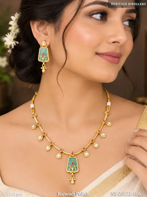 Traditional Rajwadi Floral Necklace With Earrings