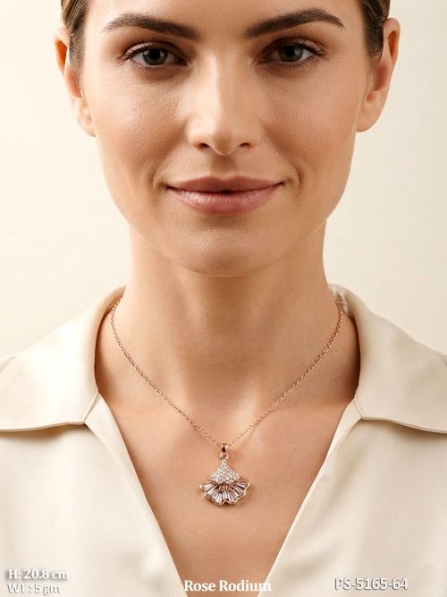 Rose Rodium AD Pendant Set Fancy Designer