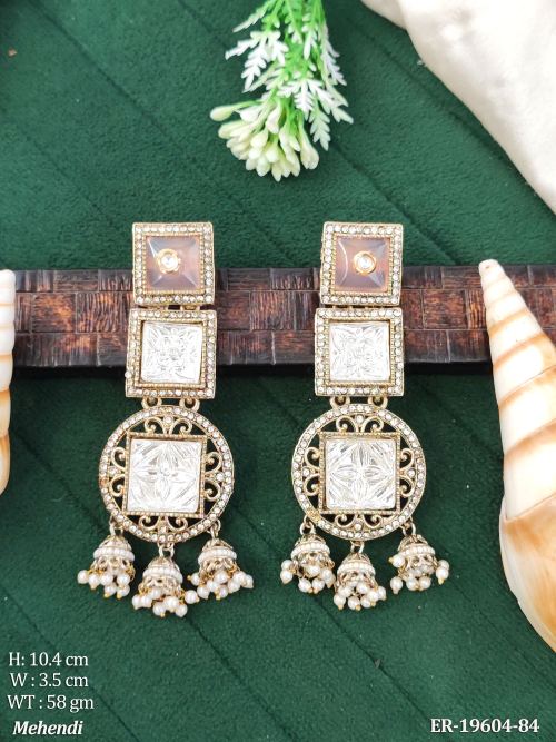 Long Pearl Jhumka Earrings for Women in Light Pink, photo 7 of 8