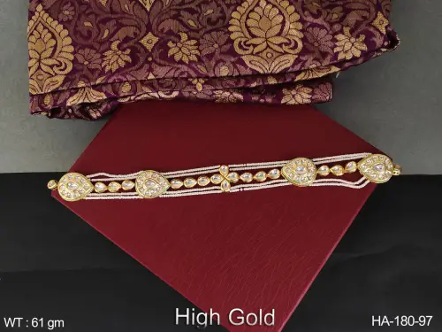 Designer Fancy Style Hair Accessories Kundan Jewellery High Gold Polish Party wear Kundan Matha Patti   