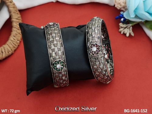 South Indian Bangles in Oxidised Finish Set of 2