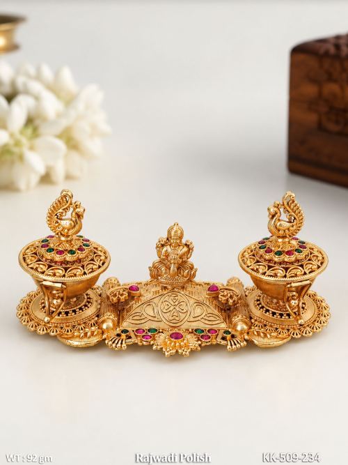 Beautiful Rajwadi Kumkum Box with Antique Temple Design