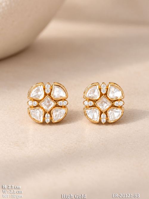 Floral Stone-Studded Stud Earrings for Women, photo 2 of 3