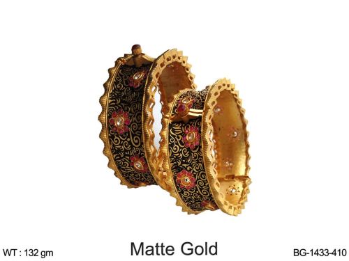 Floral Bangles in Matte Finish in Rani Black / 2 X 8, photo 2 of 4