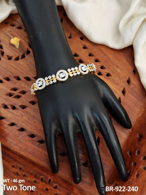 Stone-Studded Bracelet in Two-Tone Finish