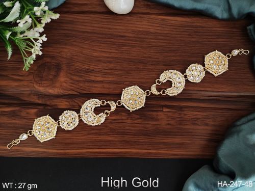 Kundan Jewelry High Gold Polish Designer Wear Fancy Style Kundan Hair Accessories 