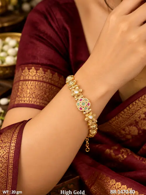 Floral Stone-Studded Bracelet for Women