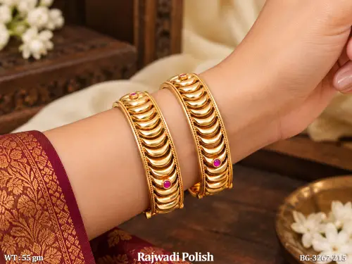 Rajwadi Finish Traditional Stone-Studded Bangles for Women Set of 2