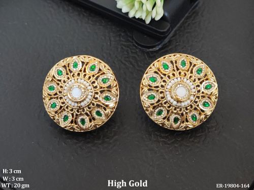 Party Wear Stud Earrings for Women in Green, photo 2 of 6