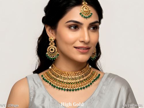 Temple Necklace Set with Stone Work