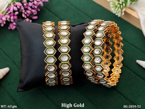 White Kundan Bangle Set with Stone Work