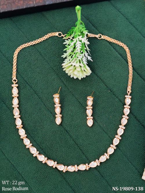 Party Wear Necklace Set in Rose Finish for Women