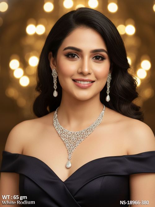 White Necklace Set with CZ Stones