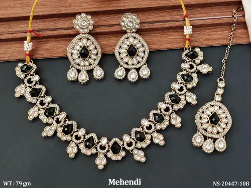 Antique Mehendi Full Stone Necklace Set
