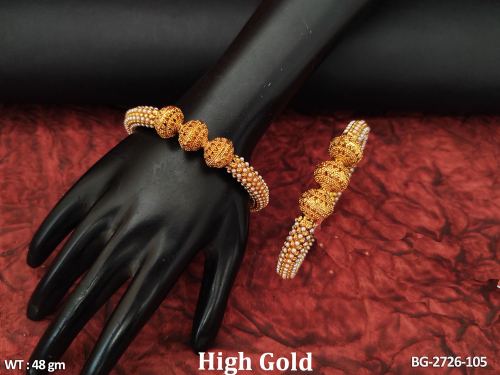 Pearl Antique Bangles with Stone Work Set of 2, photo 2 of 2
