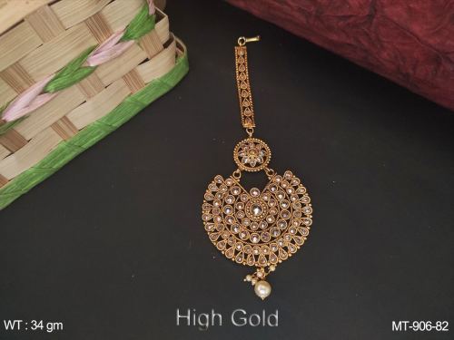 Round Antique Maang Tikka with Stone Work