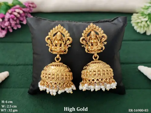 Temple Stone-Studded Jhumkas