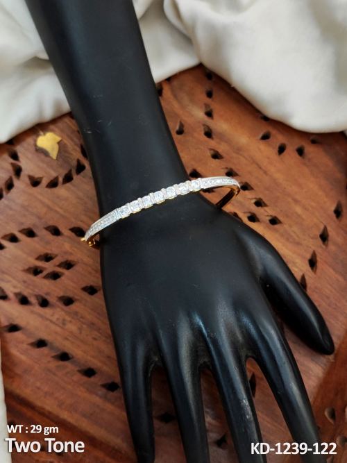 Kada Bracelet with CZ Stones in Two-Tone Finish, photo 2 of 2