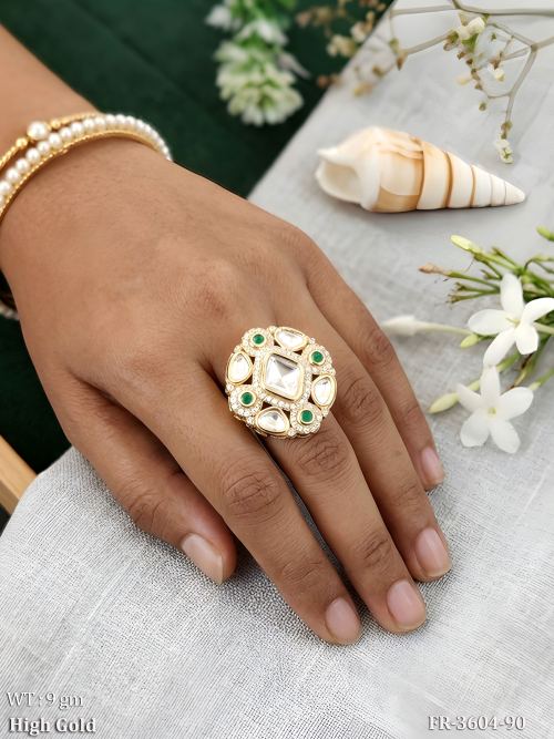 Traditional Kundan Adjustable Statement Ring