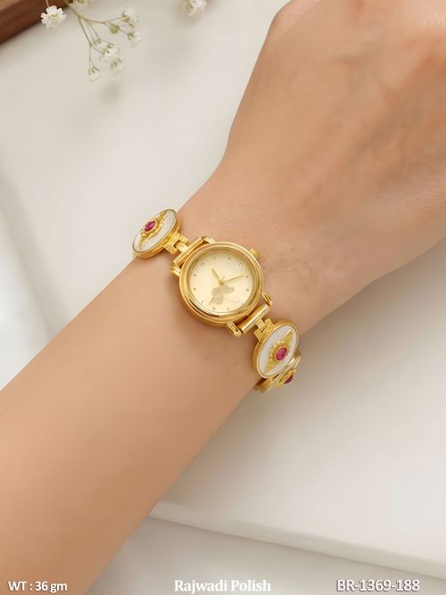 Elegant Ruby Floral Antique Watch Bracelet