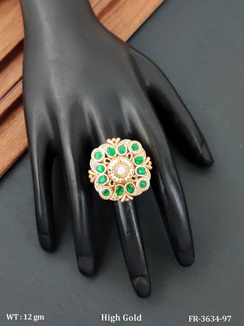 Antique High Gold Full Stone Designer Finger Ring