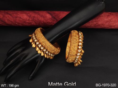 White Antique Bangles Set of 2