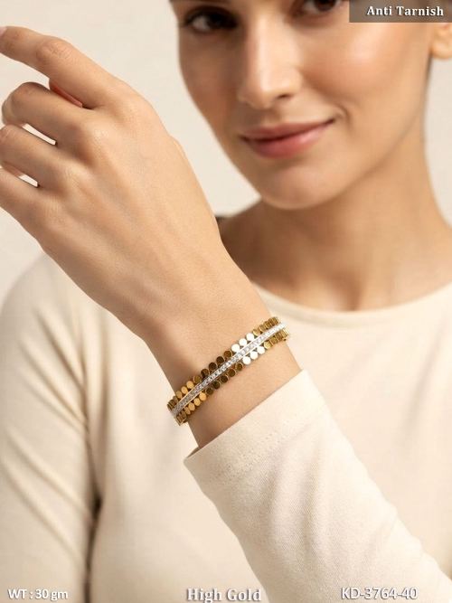 Gold Leaf Pattern Stone Kada