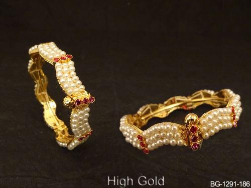 Rani Antique Bangles with Pearls Set of 2