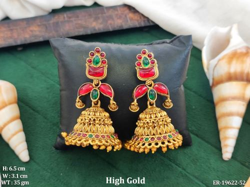 Stone-Studded Traditional Jhumkas for Women, photo 2 of 3