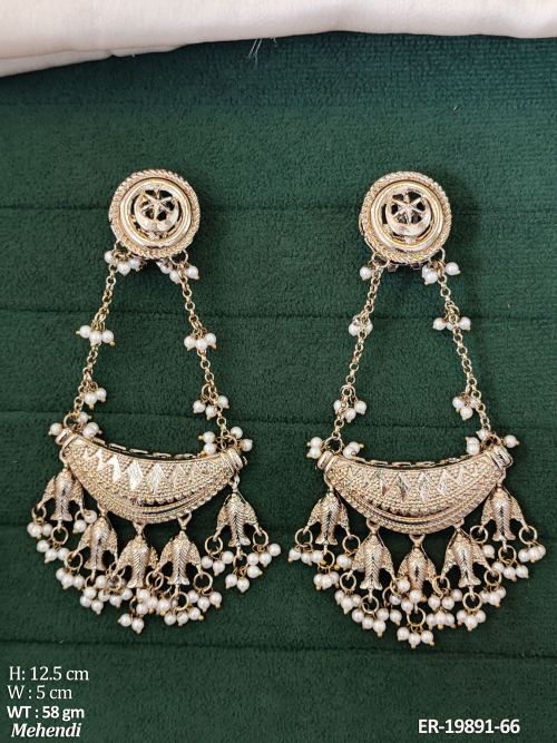 Antique Chandbali Earrings with Pearls, photo 2 of 3