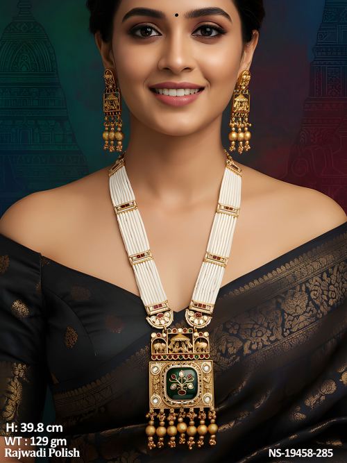 Royal Stone-Studded Necklace Set in Rajwadi Finish