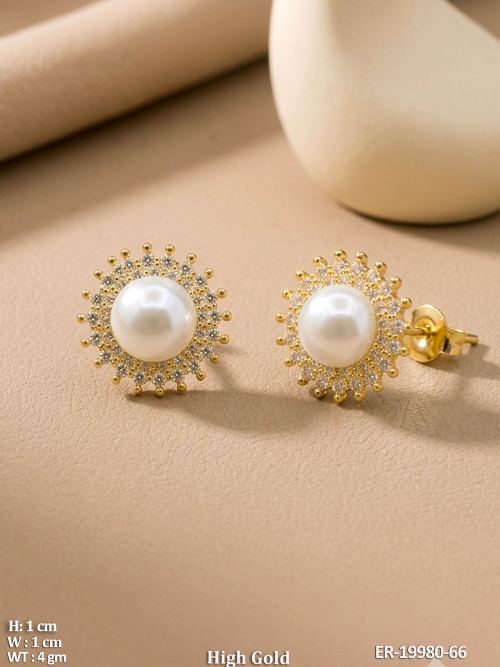 White Studs with Pearls, photo 2 of 2