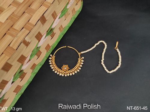South Indian Nath with Pearls in Rajwadi Finish