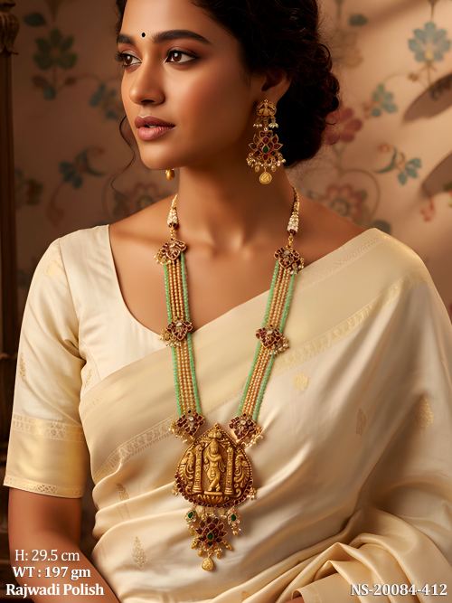 Long Pearl Necklace Set with Earrings for Women