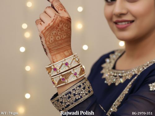 Rajwadi Finish Stone-Studded Bangles for Women Set of 2