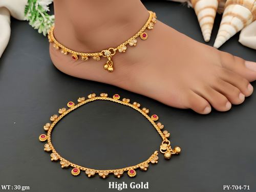 Ethnic Antique Finish Payal with Stone Detailing