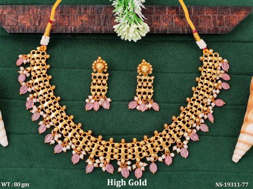 Antique Stone-Studded Necklace Set with Earrings, photo 2 of 4