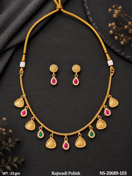 Antique Necklace Set with Earrings in Rajwadi Finish for Women, photo 3 of 3